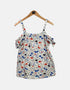 Women's floral print Narrow Strap Top with cut-out shoulder (plus size)